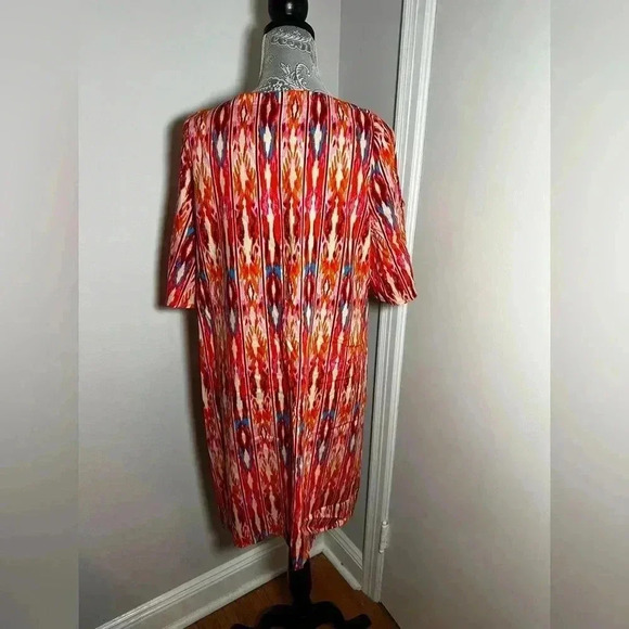 NWT Caribbean Joe Multicolor Rayon Dress Cold Shoulder. V Neck. Sz: M. - Picture 5 of 11